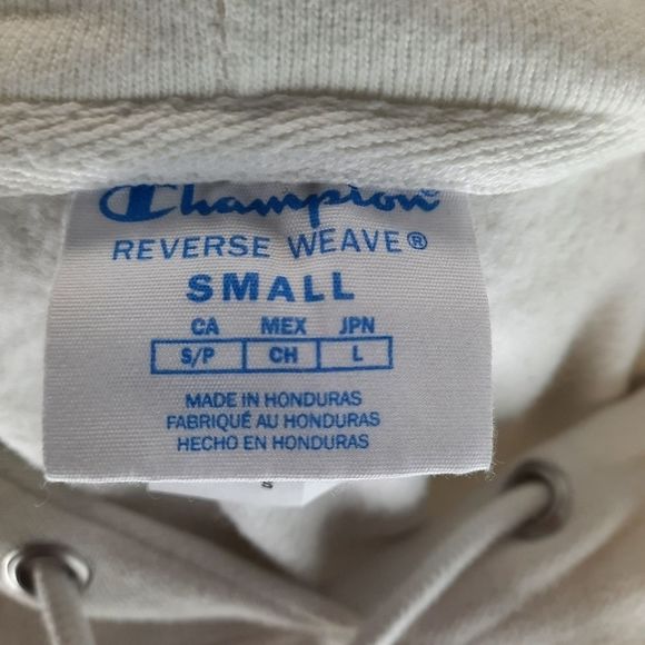 Champion Vintage white reverse weave hooded sweatshirt hoodie script logo small - Picture 16 of 16